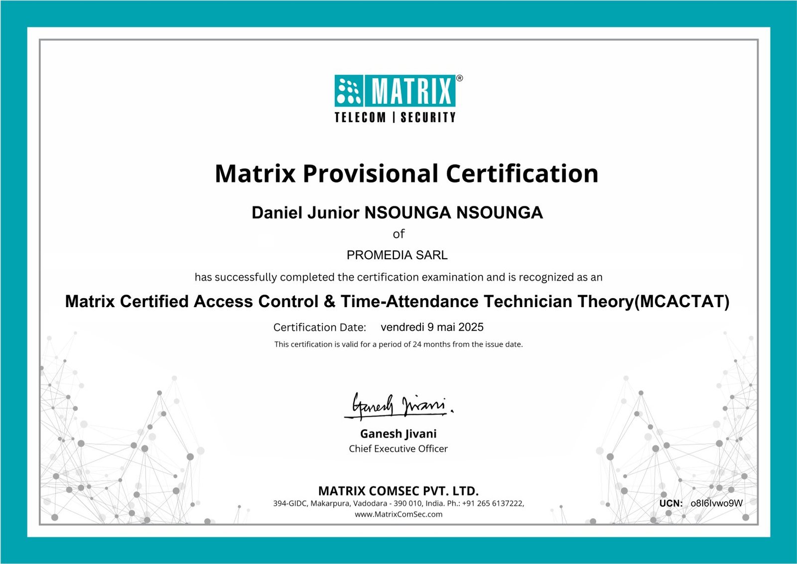 Certification Matrix Comsec